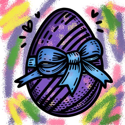 large chocolate egg with ribbon