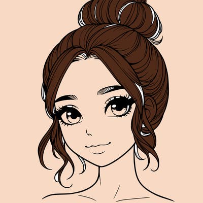 realistic pretty girl with hair in bun