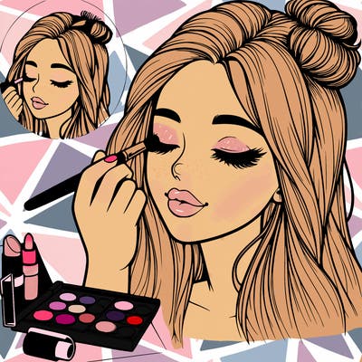 realistic girl doing makeup