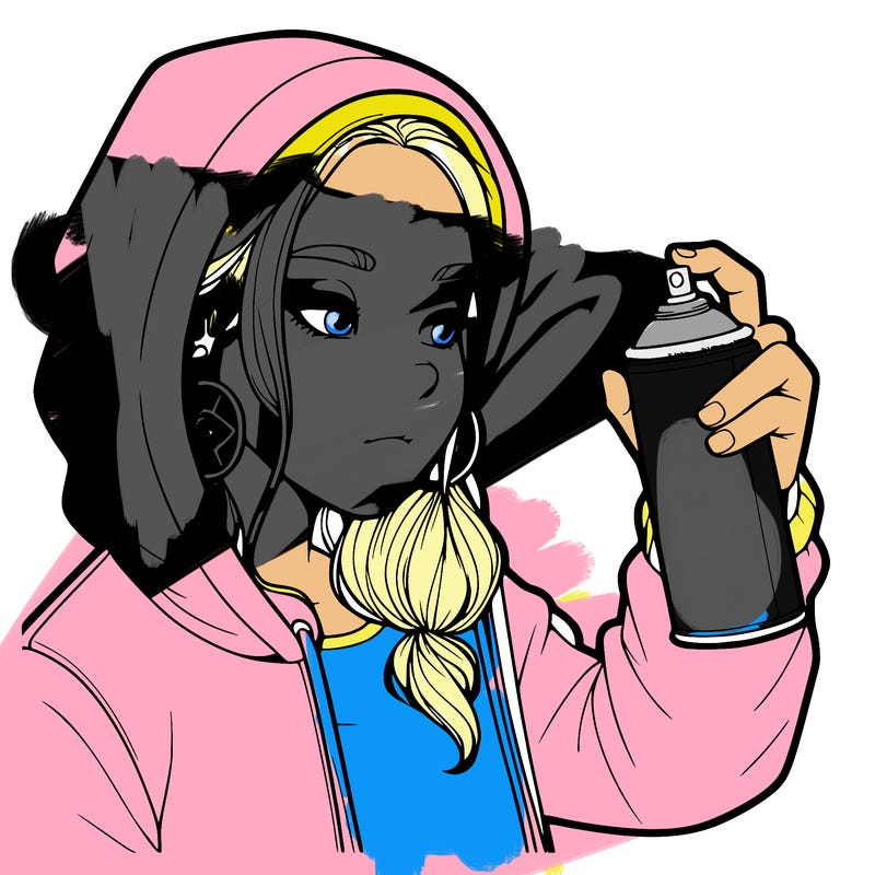 a realistic girl, spray painting