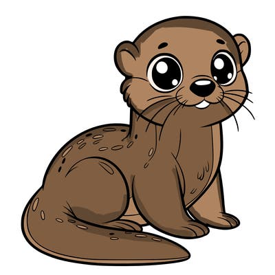 otter, big eyes, full body