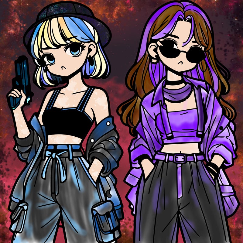 stylish girls with a gun