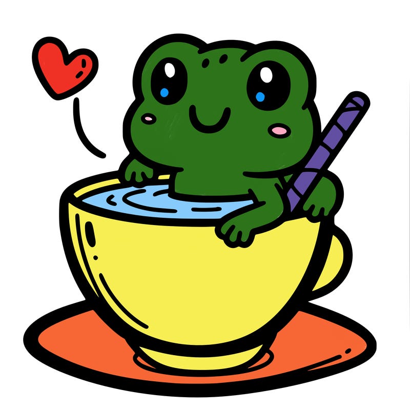 cute frog in a tea cup