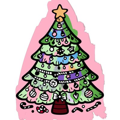 christmas tree with lots of details