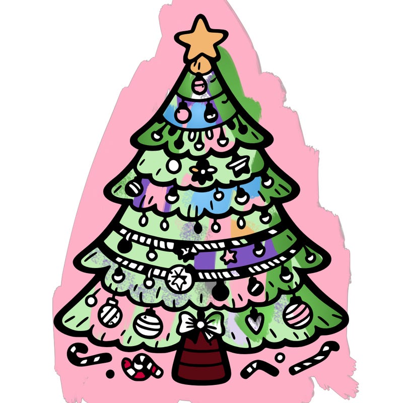 christmas tree with lots of details