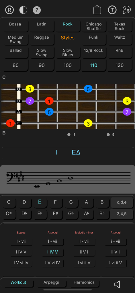 Bass Guitar Colour Scales - Music App | MWM