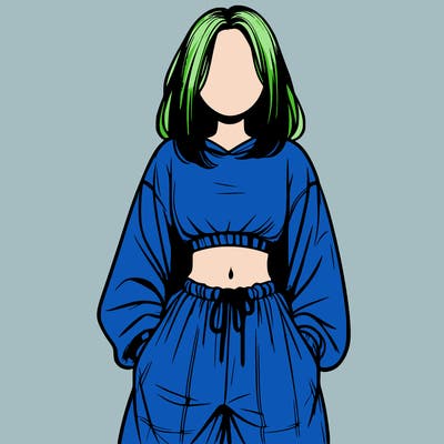 realistic girl faceless with baggy pants and a crop top
