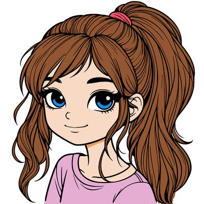 realistic girl with ponytail