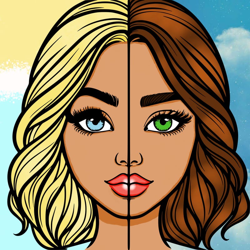 realistic girl split half