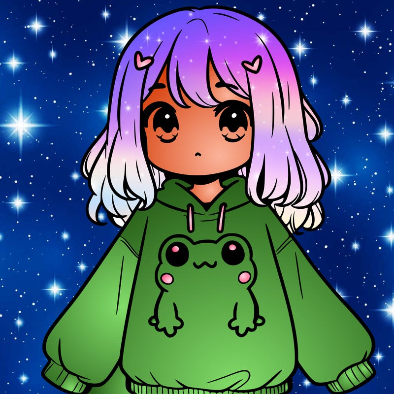 girl wearing frogging sweatshirt