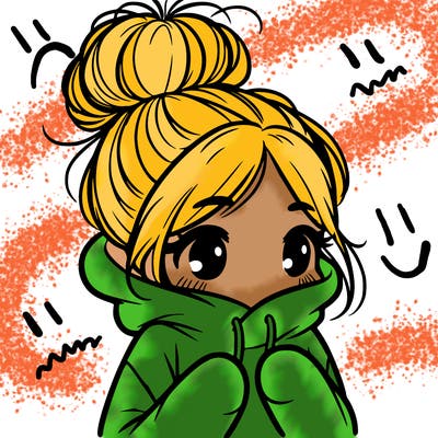 shy girl in big hoodie with messy bun