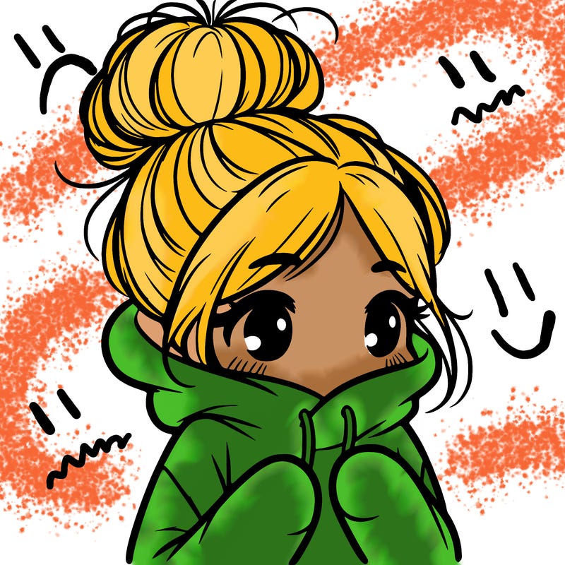 shy girl in big hoodie with messy bun