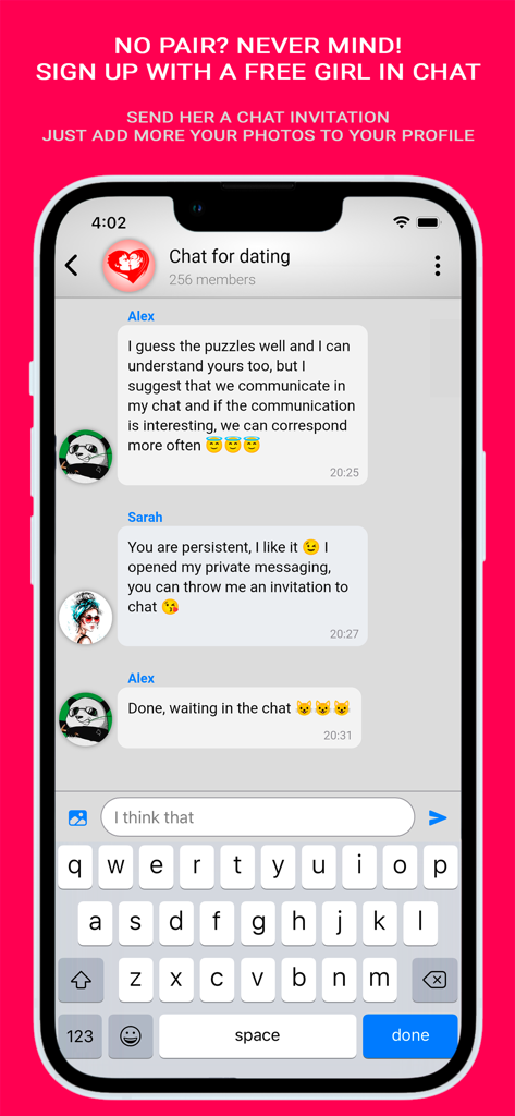 Love - My Relationship Counter - Interfaz de chat de citas dentro de la aplicación Love relationship counter que muestra un intercambio de mensajes en la pantalla de un iPhone.