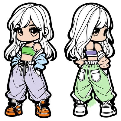 girl in crop top and baggy pants