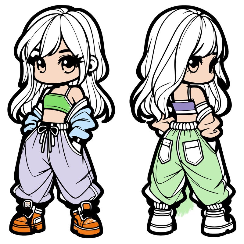 girl in crop top and baggy pants