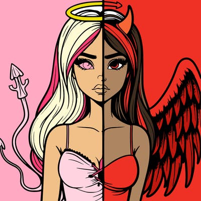 devil vs angel realistic girl