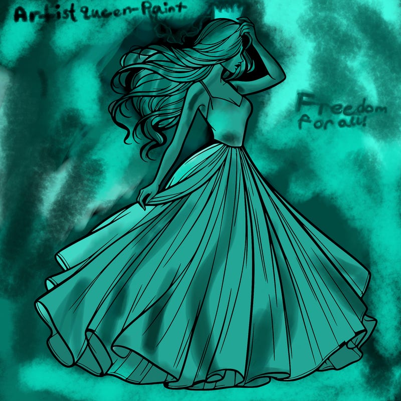 realistic woman with dress flowing in the wind