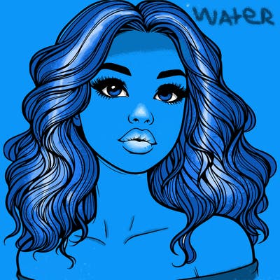 realistic girl with wavy hair and lips