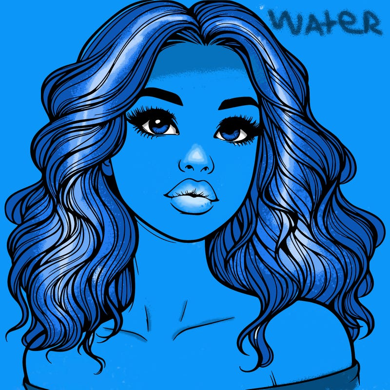 realistic girl with wavy hair and lips