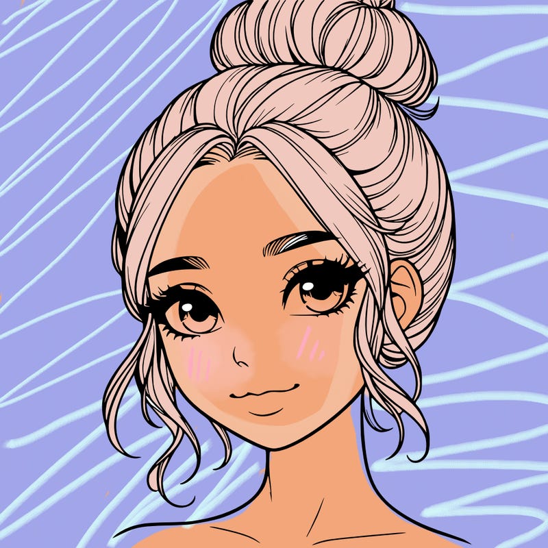 realistic pretty girl with hair in bun