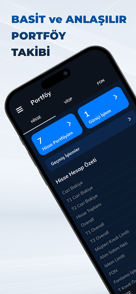 App mobile Infotrade Pro che mostra un riepilogo dettagliato del portafoglio per il trading sul mercato azionario e VIOP turco.