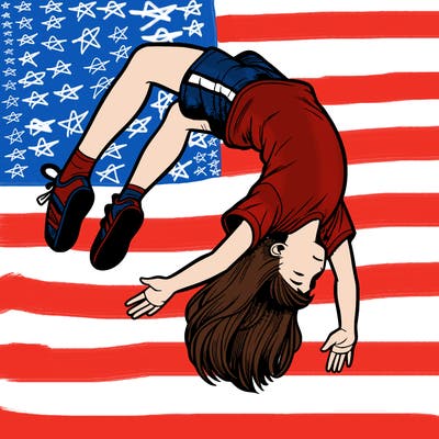 realistic girl doing a backflip