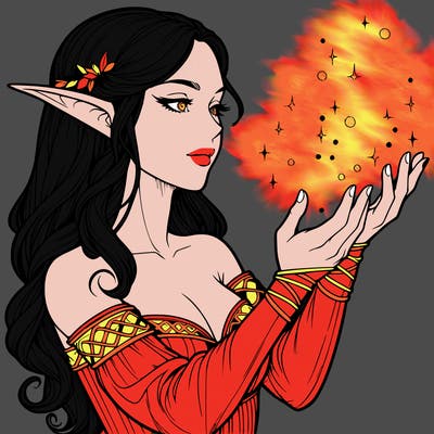 realistic elf girl doing magic