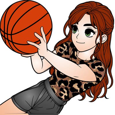 realistic girl playing basketball