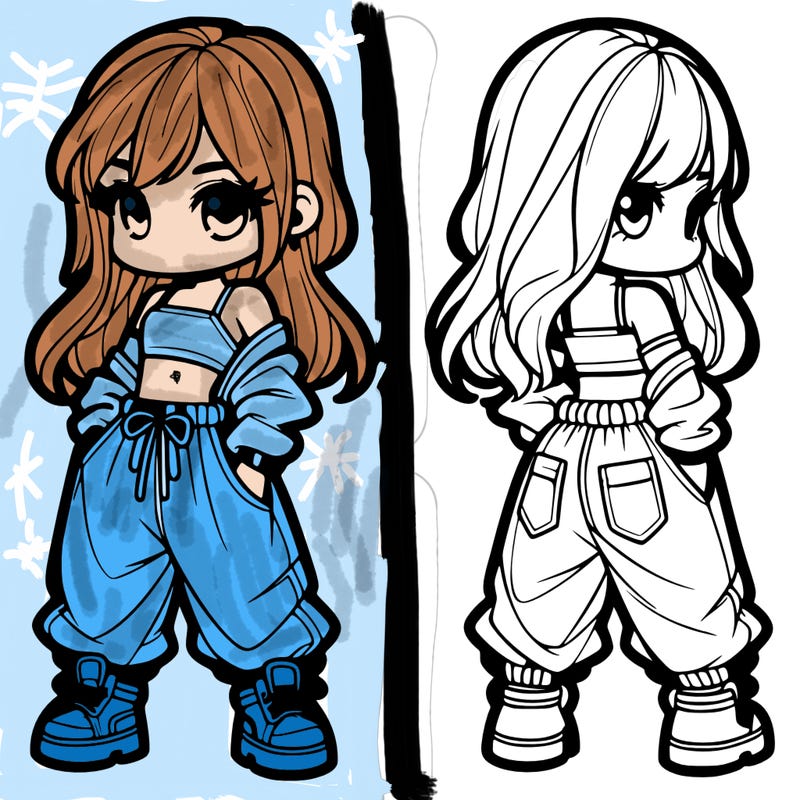 girl in crop top and baggy pants