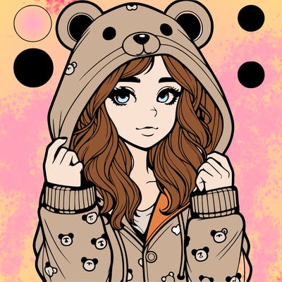 realistic girl in a animal pjs hoodie