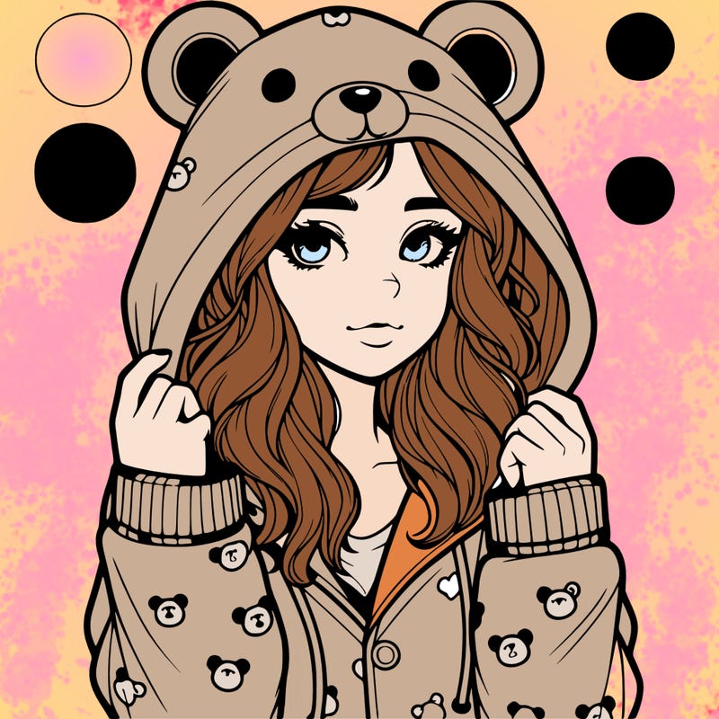 realistic girl in a animal pjs hoodie