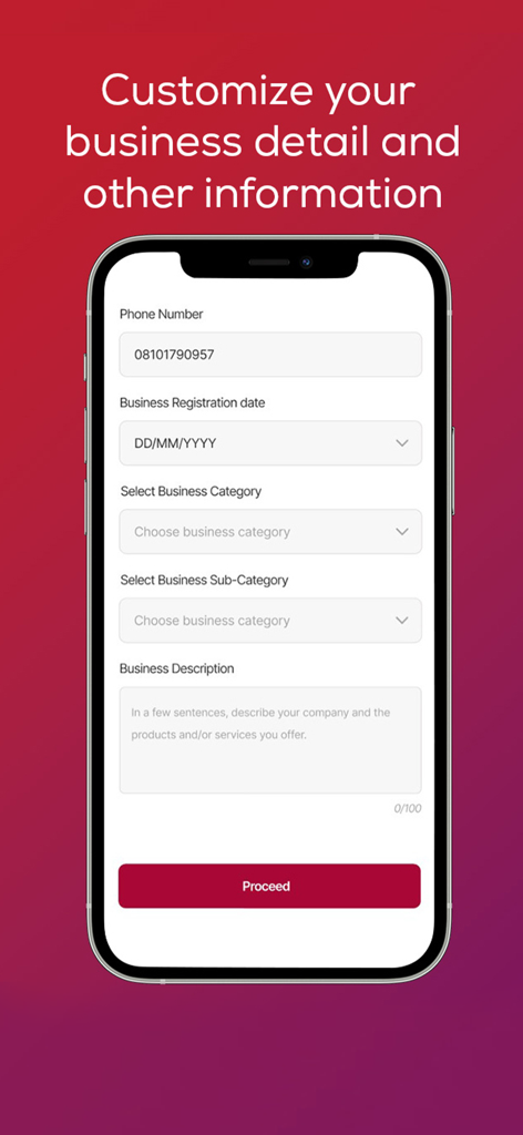 ALAT FOR BUSINESS - Registration form for ALAT FOR BUSINESS app to input company registration and contact details.