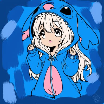 anime girl in a stitch onsie