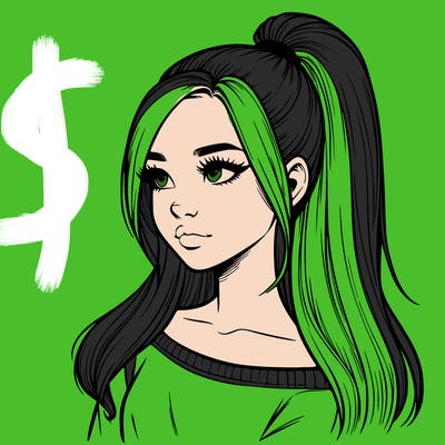 realistic girl with a high ponytail