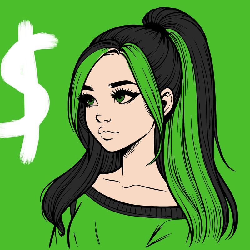 realistic girl with a high ponytail