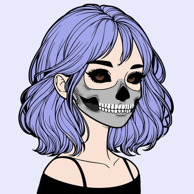 realistic girl with skull