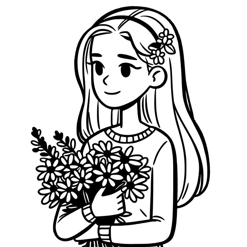 teen girl with flowers