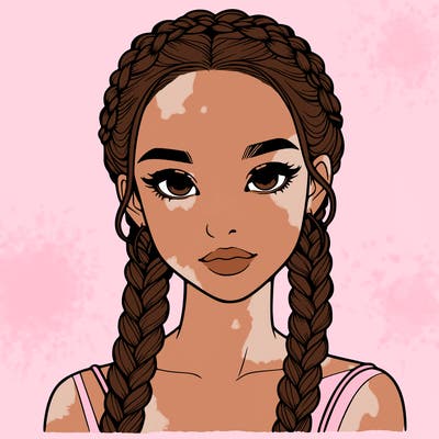 realistic girl with braids