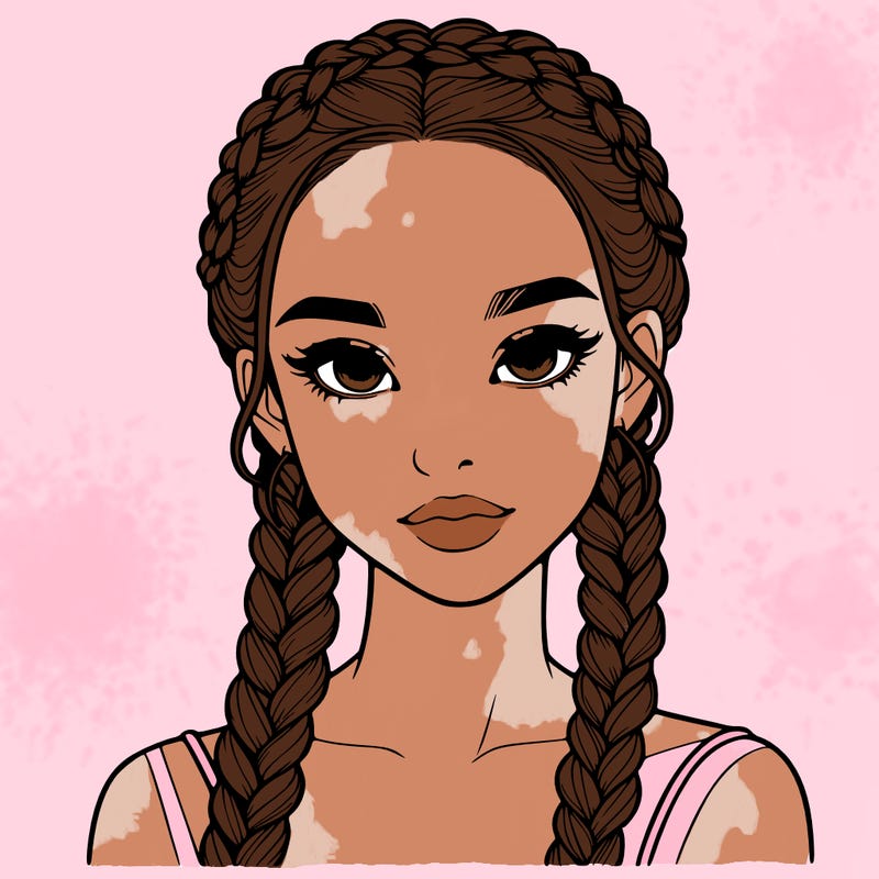 realistic girl with braids