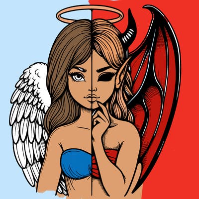 realistic angel half demon