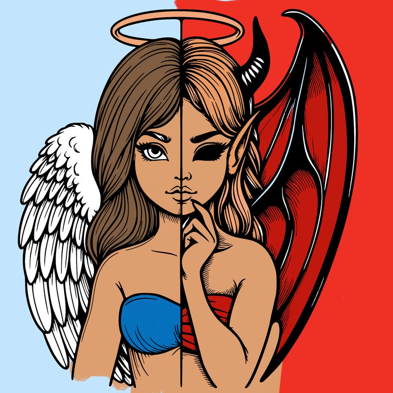 realistic angel half demon