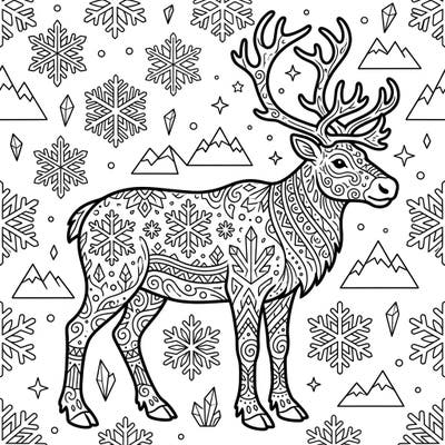 Embark on a serene coloring adventure with this stunning Arctic reindeer, featuring elegant patterns designed for comfort and accessibility. This unique template offers a wonderfully engaging and mentally stimulating experience for seniors.