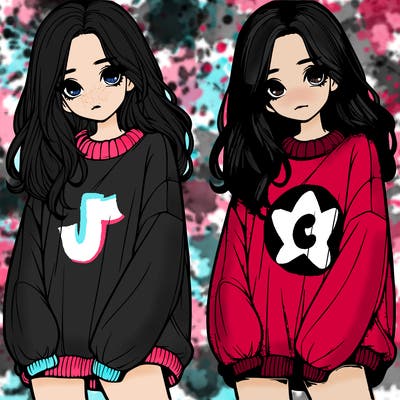 realistic girl with baggy sweater