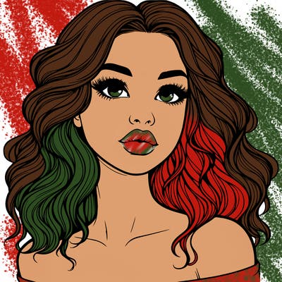realistic girl with wavy hair and lips