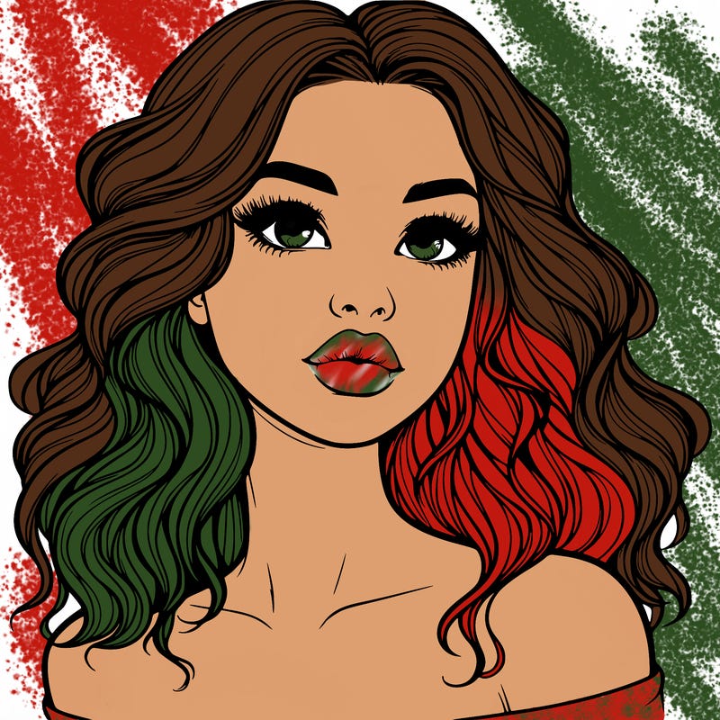 realistic girl with wavy hair and lips