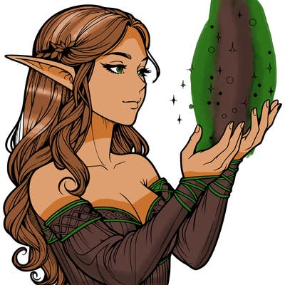 realistic elf girl doing magic