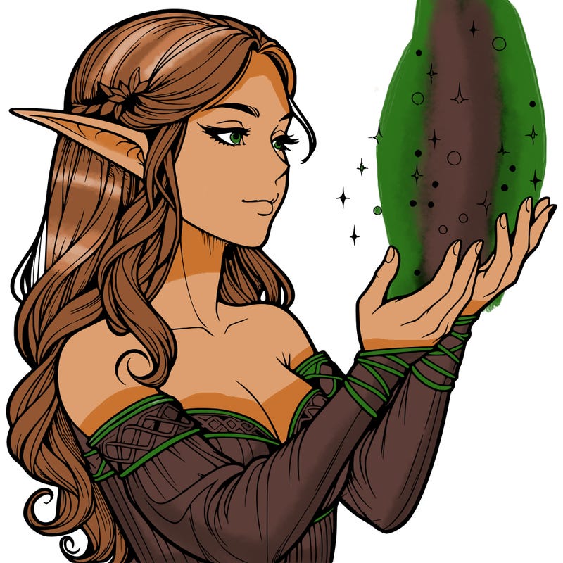 realistic elf girl doing magic