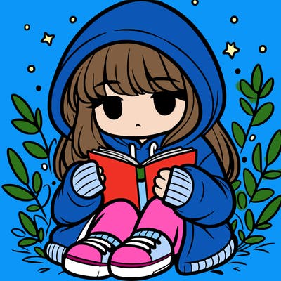 girl in oversized hoodie reading a book