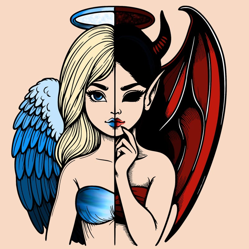 realistic angel half demon