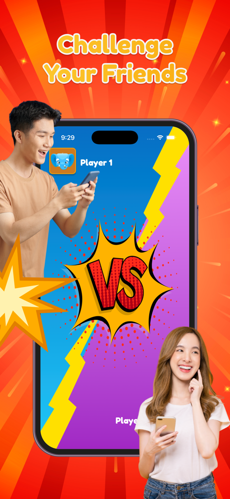 Bomb Challenge Duel Game - Bomb Challenge Duel Game app screen with two players and the text Challenge Your Friends